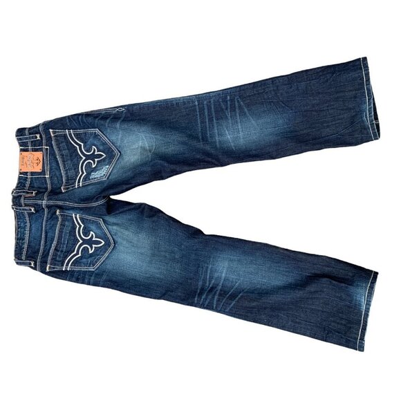 Vintage Rock Revival Embroidered Jeans Size 33 JAKE Blue - Picture 6 of 12